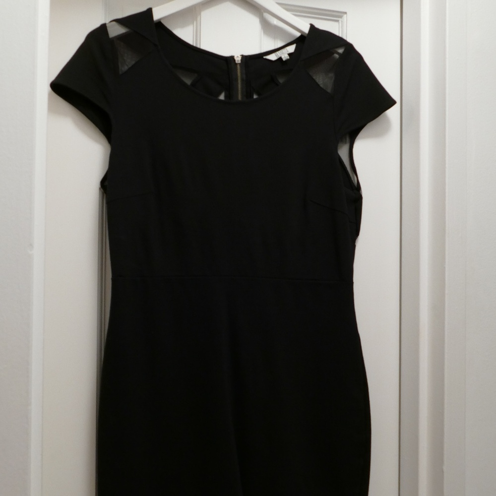 Black Bodycon Mini Dress with Mesh Back Cutouts - Picture 8 of 8